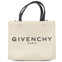 ジバンシイ GIVENCHY G-Tote ミニ キャンバス トートバッグ ベージュ×ブラック コットン レザー 2WAYバッグ ゴールド金具 白 黒 ショルダー