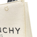 ジバンシイ GIVENCHY G-Tote ミニ キャンバス トートバッグ ベージュ×ブラック コットン レザー 2WAYバッグ ゴールド金具 白 黒 ショルダー