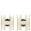 エルメス HERMES ポップアッシュ Hピアス ホワイトXシルバー メタル エナメル ピアス H型 白