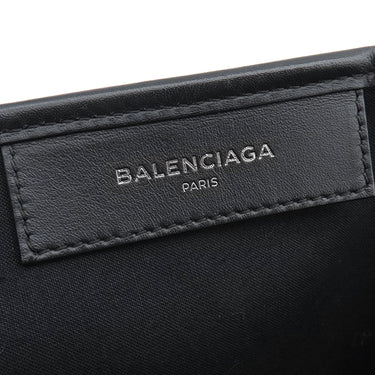 バレンシアガ BALENCIAGA ネイビー カバ スモール 339933 アイボリーXブラック キャンバス レザー トートバッグ シルバー金具 白 黒