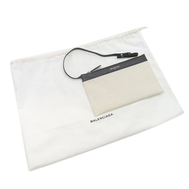 バレンシアガ BALENCIAGA ネイビー カバ スモール 339933 アイボリーXブラック キャンバス レザー トートバッグ シルバー金具 白 黒