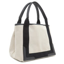 バレンシアガ BALENCIAGA ネイビー カバ スモール 339933 アイボリーXブラック キャンバス レザー トートバッグ シルバー金具 白 黒