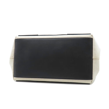バレンシアガ BALENCIAGA ネイビー カバ スモール 339933 アイボリーXブラック キャンバス レザー トートバッグ シルバー金具 白 黒