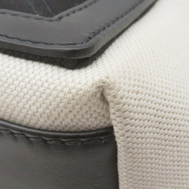 バレンシアガ BALENCIAGA ネイビー カバ スモール 339933 アイボリーXブラック キャンバス レザー トートバッグ シルバー金具 白 黒