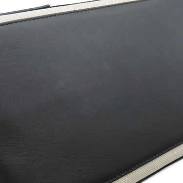 バレンシアガ BALENCIAGA ネイビー カバ スモール 339933 アイボリーXブラック キャンバス レザー トートバッグ シルバー金具 白 黒