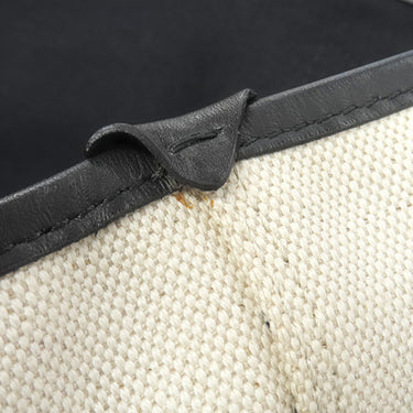 バレンシアガ BALENCIAGA ネイビー カバ スモール 339933 アイボリーXブラック キャンバス レザー トートバッグ シルバー金具 白 黒