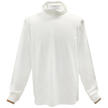 エルメス HERMES タートルネック カットソー ホワイト×ブラウン コットン 14038 トップス 白 茶 長袖 ハイネック