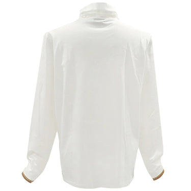 エルメス HERMES タートルネック カットソー ホワイト×ブラウン コットン 14038 トップス 白 茶 長袖 ハイネック