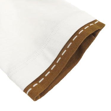 エルメス HERMES タートルネック カットソー ホワイト×ブラウン コットン 14038 トップス 白 茶 長袖 ハイネック