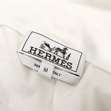 エルメス HERMES タートルネック カットソー ホワイト×ブラウン コットン 14038 トップス 白 茶 長袖 ハイネック