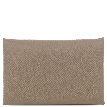 エルメス HERMES カルヴィ エトゥープ ヴォーエプソン カードケース シルバー金具 新品 未使用 グレージュ