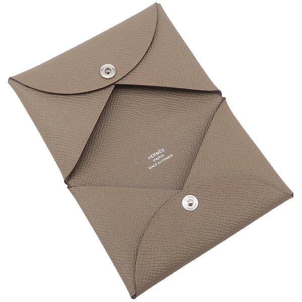 こんにちワン☆ カードケース カルヴィ ヴェルソ エトゥープ エルメス HERMES カルヴィ エトゥープ ヴォーエプソン カード