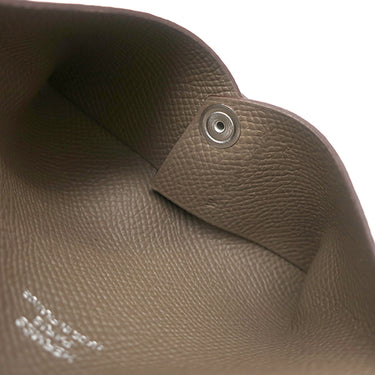 エルメス HERMES カルヴィ エトゥープ ヴォーエプソン カードケース シルバー金具 新品 未使用 グレージュ