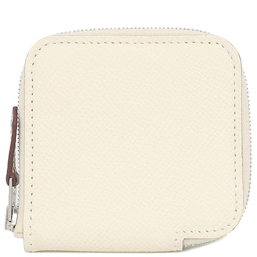 エルメス HERMES アザップ シルクイン ミニ コンパクト ナタ ヴォーエプソン コインケース シルバー金具 オフホワイト ラウンドファスナー