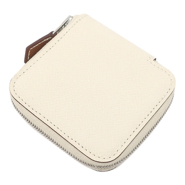 エルメス HERMES アザップ シルクイン ミニ コンパクト ナタ ヴォーエプソン コインケース シルバー金具 オフホワイト ラウンドファスナー