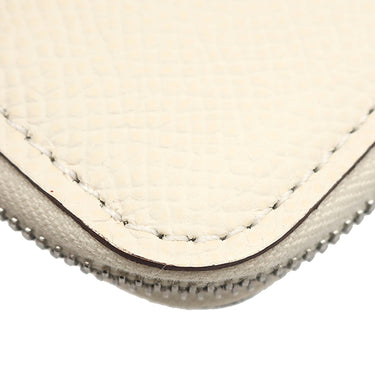 エルメス HERMES アザップ シルクイン ミニ コンパクト ナタ ヴォーエプソン コインケース シルバー金具 オフホワイト ラウンドファスナー