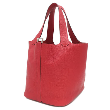 エルメス HERMES ピコタンロックMM ルージュカザック トリヨンクレマンス ハンドバッグ シルバー金具 赤