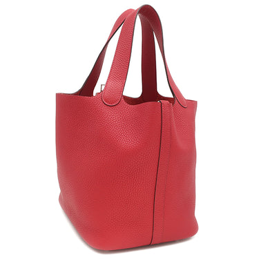 エルメス HERMES ピコタンロックMM ルージュカザック トリヨンクレマンス ハンドバッグ シルバー金具 赤