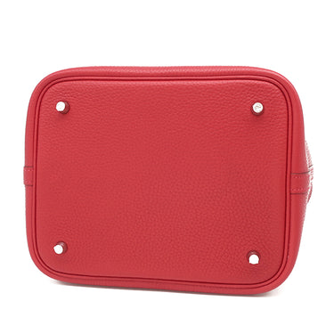 エルメス HERMES ピコタンロックMM ルージュカザック トリヨンクレマンス ハンドバッグ シルバー金具 赤