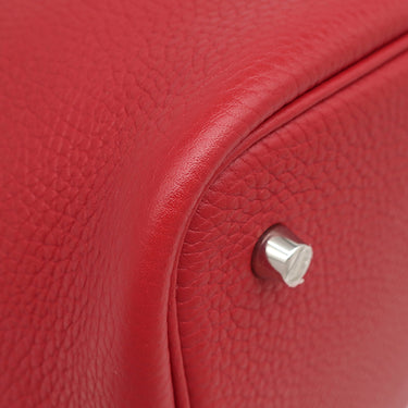 エルメス HERMES ピコタンロックMM ルージュカザック トリヨンクレマンス ハンドバッグ シルバー金具 赤
