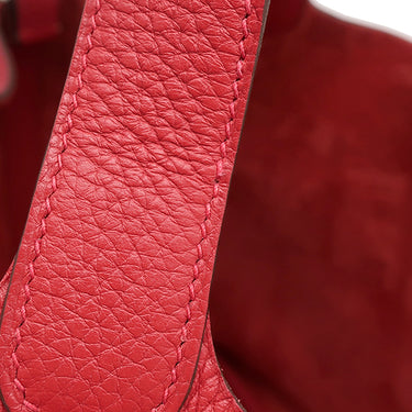 エルメス HERMES ピコタンロックMM ルージュカザック トリヨンクレマンス ハンドバッグ シルバー金具 赤