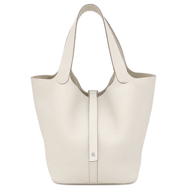 エルメス HERMES ピコタンロック MM クレ トリヨンクレマンス ハンドバッグ シルバー金具 オフホワイト