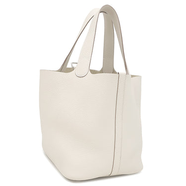 エルメス HERMES ピコタンロック MM クレ トリヨンクレマンス ハンドバッグ シルバー金具 オフホワイト