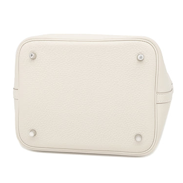 エルメス HERMES ピコタンロック MM クレ トリヨンクレマンス ハンドバッグ シルバー金具 オフホワイト