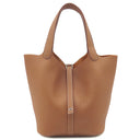 エルメス HERMES ピコタンロックMM ゴールド トリヨンクレマンス ハンドバッグ シルバー金具 新品 未使用 茶