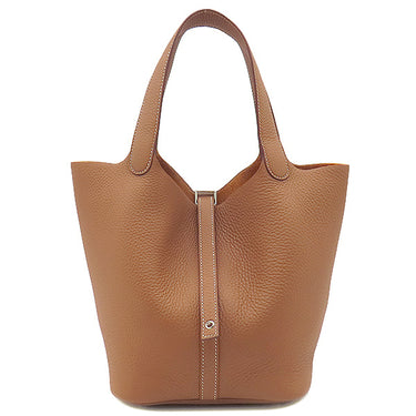 エルメス HERMES ピコタンロックMM ゴールド トリヨンクレマンス ハンドバッグ シルバー金具 新品 未使用 茶