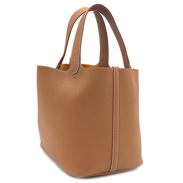 エルメス HERMES ピコタンロックMM ゴールド トリヨンクレマンス ハンドバッグ シルバー金具 新品 未使用 茶