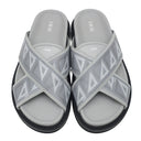 クリスチャン・ディオール Christian Dior アクア LS0322 グレー レザー ラバー #42 サンダル CD ダイヤモンド スリッパ 靴
