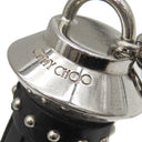 ジミーチュウ JIMMY CHOO スタッズ タッセル ブラック メタル レザー バッグチャーム シルバー金具 黒 フリンジ キーホルダー