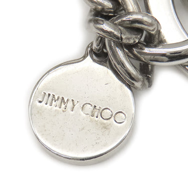 ジミーチュウ JIMMY CHOO スタッズ タッセル ブラック メタル レザー バッグチャーム シルバー金具 黒 フリンジ キーホルダー