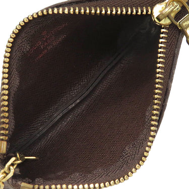 ルイヴィトン LOUIS VUITTON カードキーケース ポシェット クレ N62658 ダミエエベヌ ダミエキャンバス コインケース ゴールド金具 小銭入れ 茶 キーチェーン付き