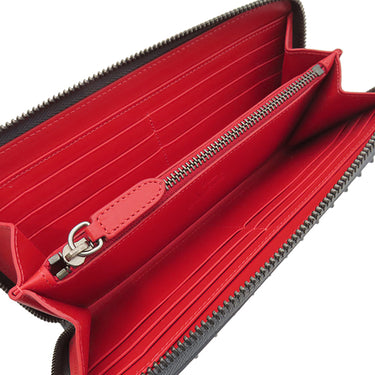 クリスチャンルブタン Christian Louboutin パネトーネ グレー レザー 長財布 ガンメタル金具 灰色 ラウンドファスナー