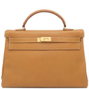 エルメス HERMES ケリー40 内縫い ナチュラル アルデンヌ ハンドバッグ ゴールド金具 茶