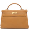 エルメス HERMES ケリー40 内縫い ナチュラル アルデンヌ ハンドバッグ ゴールド金具 茶