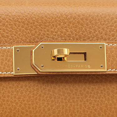 エルメス HERMES ケリー40 内縫い ナチュラル アルデンヌ ハンドバッグ ゴールド金具 茶