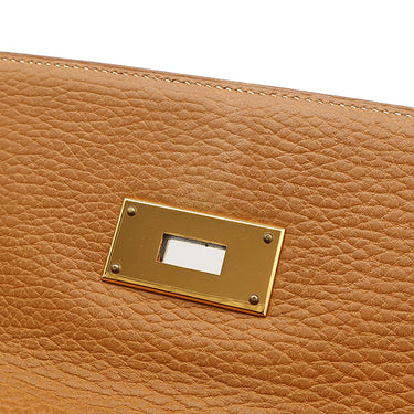 エルメス HERMES ケリー40 内縫い ナチュラル アルデンヌ ハンドバッグ ゴールド金具 茶