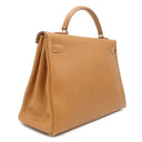 エルメス HERMES ケリー40 内縫い ナチュラル アルデンヌ ハンドバッグ ゴールド金具 茶