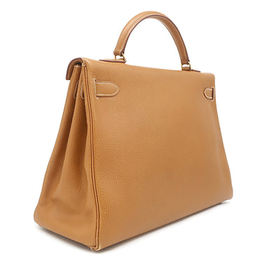 エルメス HERMES ケリー40 内縫い ナチュラル アルデンヌ ハンドバッグ ゴールド金具 茶