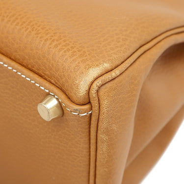 エルメス HERMES ケリー40 内縫い ナチュラル アルデンヌ ハンドバッグ ゴールド金具 茶