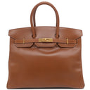 エルメス HERMES バーキン35 ノアゼット ボックスカーフ ハンドバッグ ゴールド金具 茶
