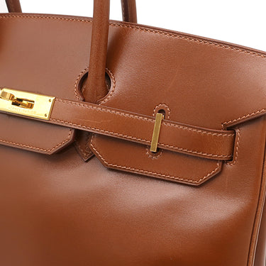 エルメス HERMES バーキン35 ノアゼット ボックスカーフ ハンドバッグ ゴールド金具 茶