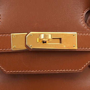 エルメス HERMES バーキン35 ノアゼット ボックスカーフ ハンドバッグ ゴールド金具 茶