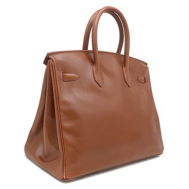 エルメス HERMES バーキン35 ノアゼット ボックスカーフ ハンドバッグ ゴールド金具 茶