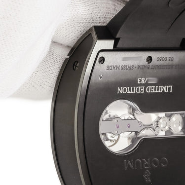 腕時計 コルム CORUM ティーブリッジ トゥールビヨン B022/00936 手巻き メンズ OH済 スケルトン ブラックPVD加工 トノウ 限定