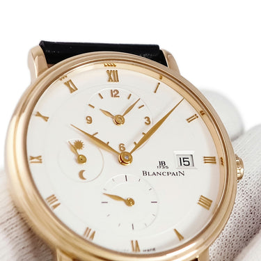 腕時計 ブランパン BLANCPAIN ヴィルレ ダブルタイムゾーン 6260-3642-55B 自動巻き メンズ OH済 K18PG無垢 ホワイト ナイト&デイ表示