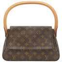 ルイヴィトン LOUIS VUITTON ミニ ルーピング M51147 モノグラム モノグラムキャンバス ハンドバッグ ゴールド金具 茶 ワンショルダーバッグ
